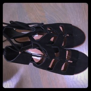 Steve Madden lace up suede sandals with block heel